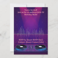 DJ Birthday Party Invitation - Customisable