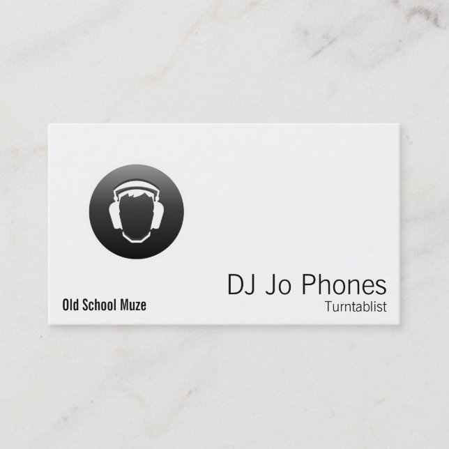 DJ Black Button Headphones Business Card (Front)