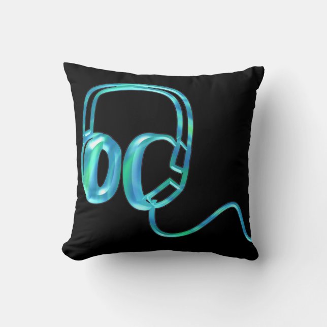DJ Blue Earphones/Blue Record Pillow (Front)