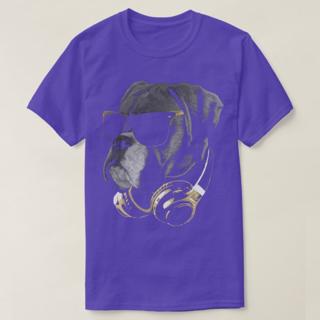 Dj Boxer Dog Bling T-Shirt (Design Front)