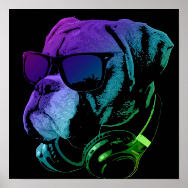 DJ Boxer Dog Wall Art | Special present (Front)