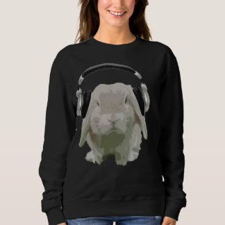 DJ Bunny Rabbit With Headphones Fun Music Lover Sweatshirt