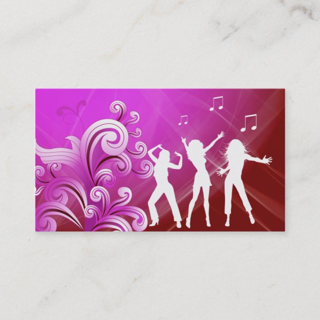 Dj Business Card Music Pink Red Retro Dance (Front)
