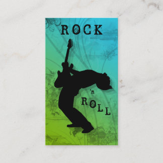 DJ Business Cards Guitar Music Blue / Green