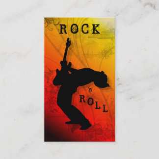 DJ Business Cards Guitar Music Red Yellow