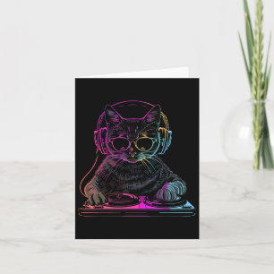 Dj Cat Edm Techno House Music Funny Cat Lover Card