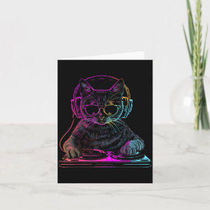 Dj Cat Edm Techno House Music Funny Cat Lover For Card