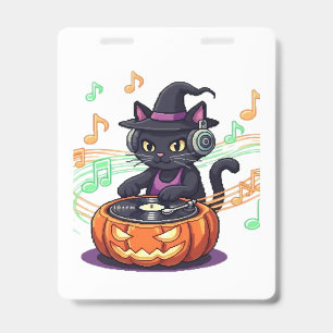 Dj cat halloween Oversized T-Shirt ID Badge