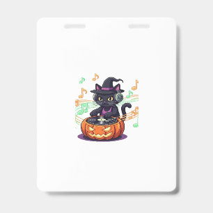 Dj cat halloween Oversized T-Shirt ID Badge