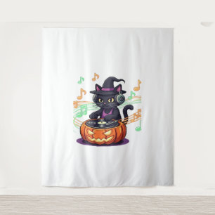 Dj cat halloween Oversized T-Shirt Tapestry