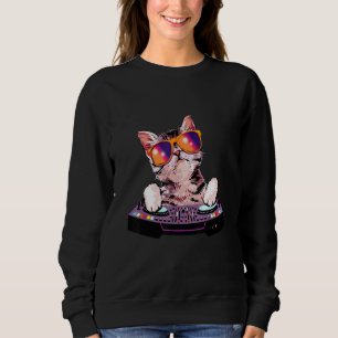 DJ Cat House Music Kitten Cat Lover Musician Sweatshirt