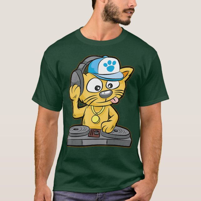 DJ Cat   Kitty scratch turntable Scratcher Gift T-Shirt (Front)