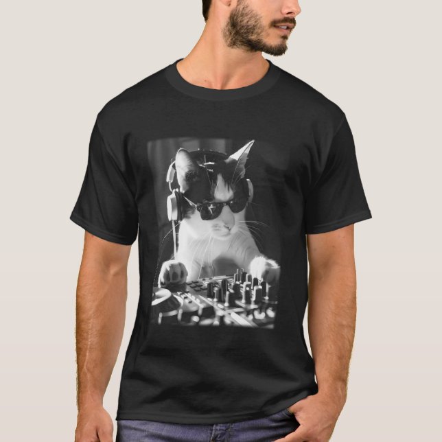 DJ Cat Music Art Long Sleeve T-Shirt (Front)