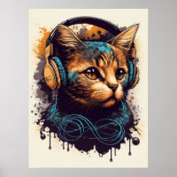 DJ Cat With Headphones