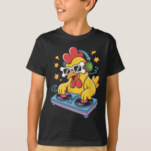 Dj Chicken Spinning Music Fun Vibes T-Shirt