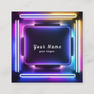 DJ Colorful Neon Lights Vibrant - Stand Out Square Business Card