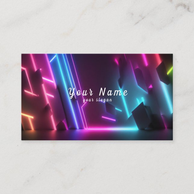 DJ Colourful Neon Lights Vibrant - Stand Out  Business Card (Front)