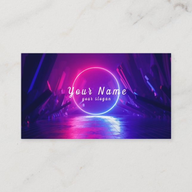 DJ Colourful Neon Lights Vibrant - Stand Out  Business Card (Front)