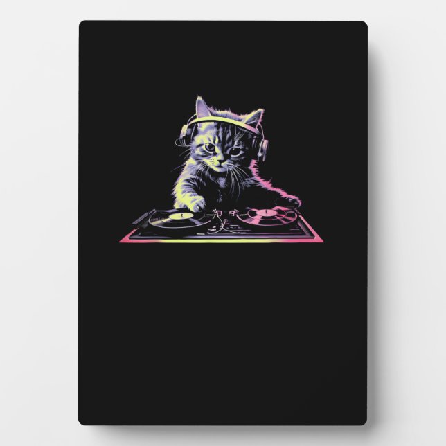 DJ Controller Cat - Funny DJ Cat Plaque (Front)