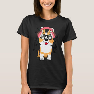 Dj Corgi Dog Music With Headphone T-Shirt