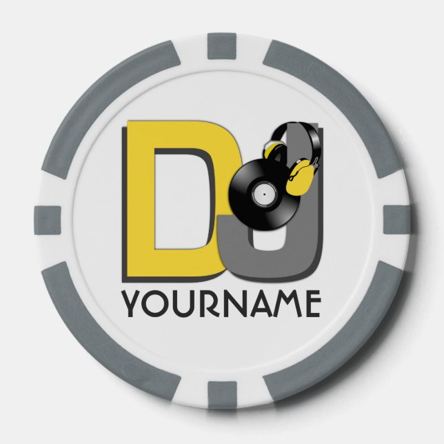 DJ custom monogram poker chips (Front)
