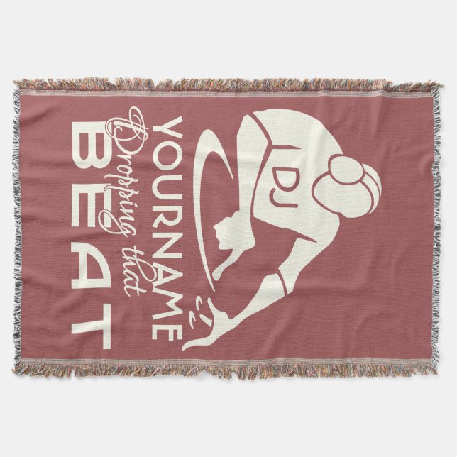 DJ custom name & colour throw blanket (Front)