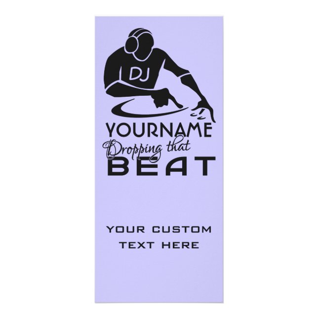 DJ custom text & colour play list rack cards (Front)