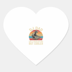 DJ Dad But Cooler Vintage Sunset Vector Design_1 Heart Sticker
