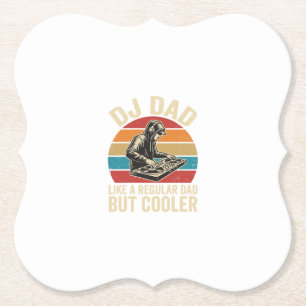 DJ Dad But Cooler Vintage Sunset Vector Design_1 Paper Coaster