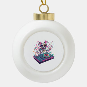 DJ Dalmatian � EDM Rave Party Dog Ceramic Ball Christmas Ornament