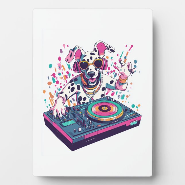 DJ Dalmatian � EDM Rave Party Dog Plaque (Front)