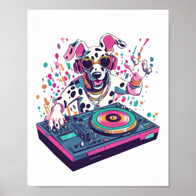 DJ Dalmatian � EDM Rave Party Dog Poster (Front)