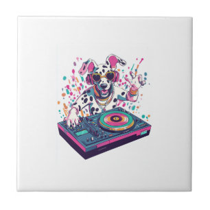 DJ Dalmatian � EDM Rave Party Dog Tile