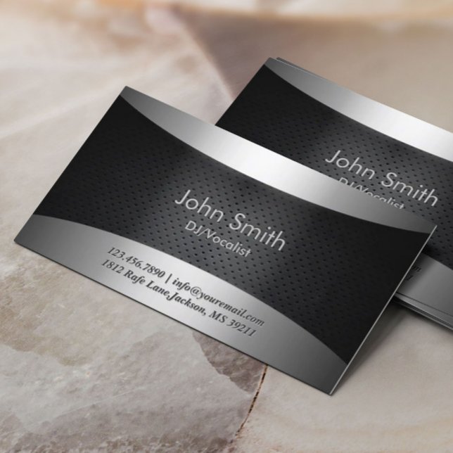 DJ Deejay Cool Black Carbon Modern Metal Business Card (Creator Uploaded)