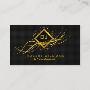 DJ Deejay Professional Gold Faux Music Teacher Business Card