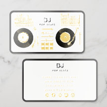 DJ Deejay Turntable Record White & Metallic Gold