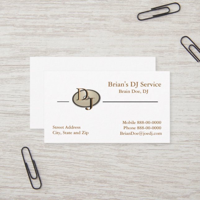 DJ Disc Jockey DeeJay Business Card (Front/Back In Situ)