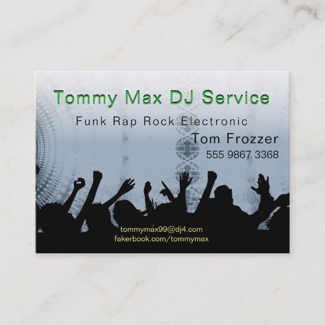 DJ Disc Jockey Funk Rap Rock Photo Template Business Card (Front)