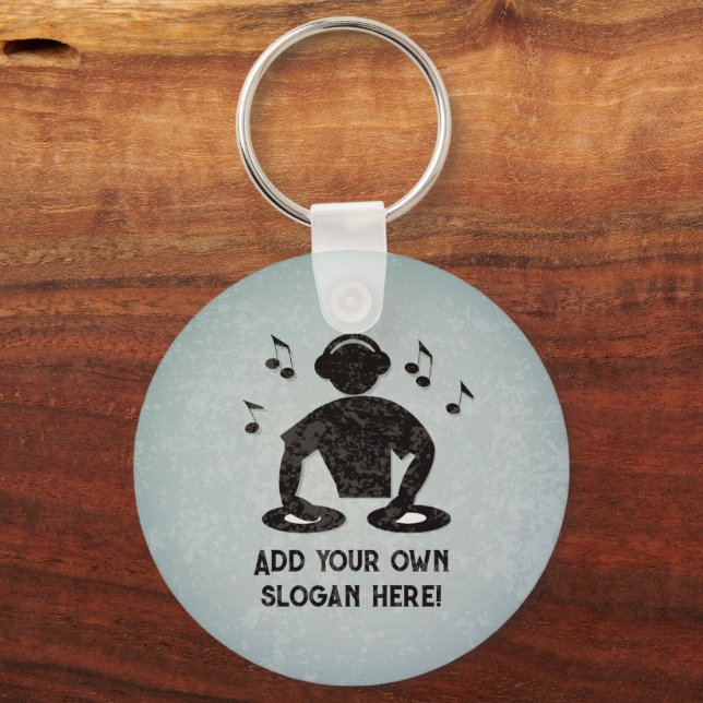 DJ - Disc Jockey - Sound Guy with your custom text Key Ring (Front)