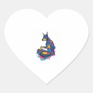 DJ Doberman – Club Vibe Party Dog Heart Sticker