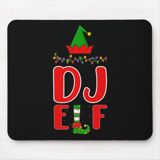 Dj Elf Matching Family Lighting Christmas  Mouse Pad (Front)