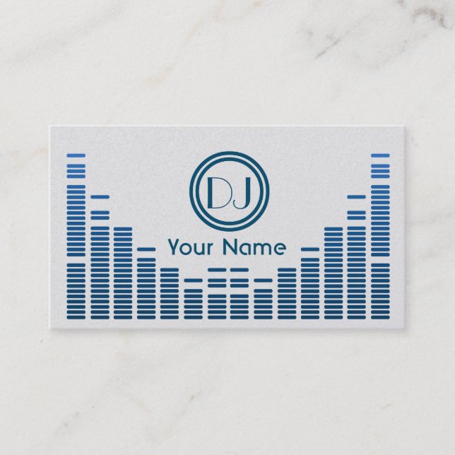 Dj equalizer music play blue shaded business card (Front)