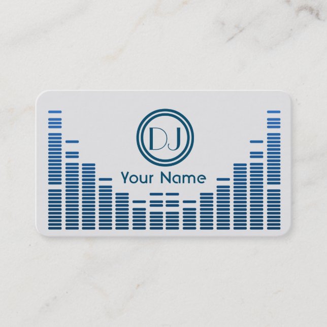 Dj equalizer music play blue shaded business card (Front)