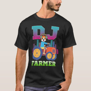 Dj Farmer Cat Farm Driving Tractor Music Headphone T-Shirt
