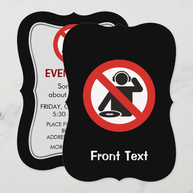 DJ Free Zone Invitation (Front/Back)