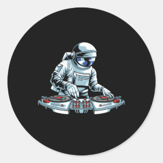 Dj Gear Set Turntable Vinyl Astronaut Disc Jockey  Classic Round Sticker