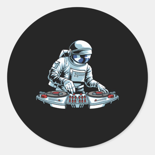 Dj Gear Set Turntable Vinyl Astronaut Disc Jockey  Classic Round Sticker (Front)