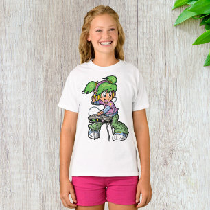 DJ Girl with Green Hair and Headphones  T-Shirt