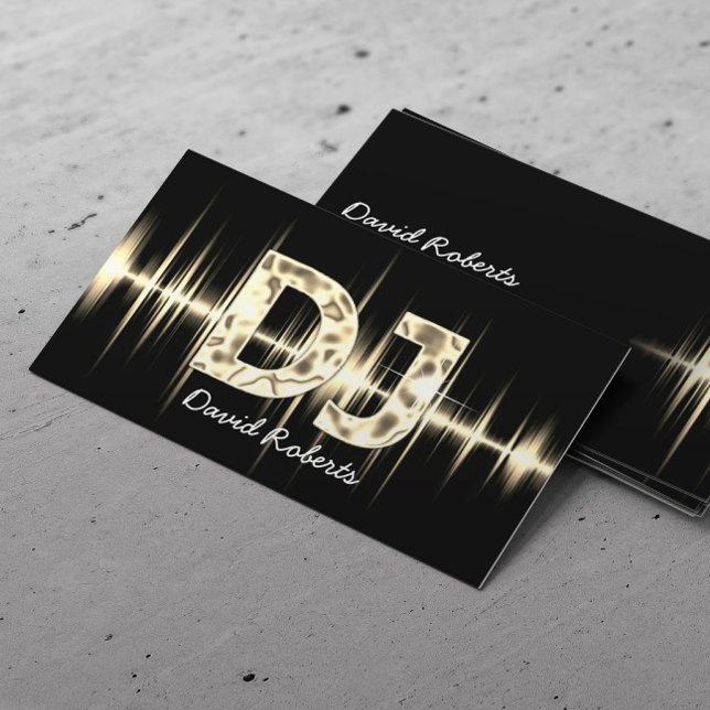 DJ Gold Sound Waves Professional Deejay Music Business Card (Creator Uploaded)