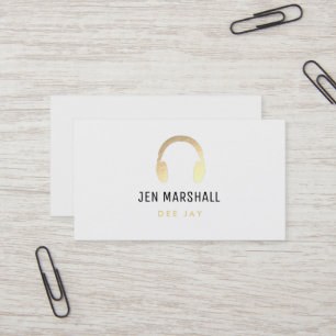 DJ golden music headphones on white Business Card